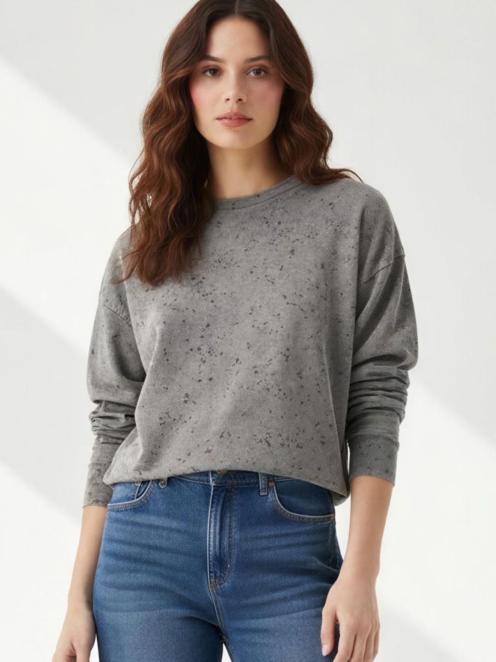 Athleta Speckled Slate Gray Crewneck Sweatshirt Size XS